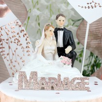 1 COUPLE MARIÉS AGENOUILLÉS