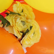 1 RENONCULE SUR TIGE DE 30CM JAUNE