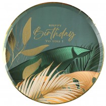 10 ASSIETTES ANNIVERSAIRE JUNGLE 22.5CM VERT