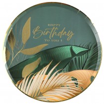 10 ASSIETTES ANNIVERSAIRE JUNGLE 22.5CM VERT