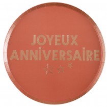 10 ASSIETTES ANNIVERSAIRE STAR 22.5CM TERRACOTTA