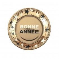 10 ASSIETTES CARTON ANNÉE CHAMPAGNE 17.5CM OR