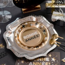 10 ASSIETTES CARTON ANNÉE CHAMPAGNE 17.5CM OR