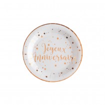 10 ASSIETTES CARTON ANNIVERSAIRE Ø23CM ROSE GOLD