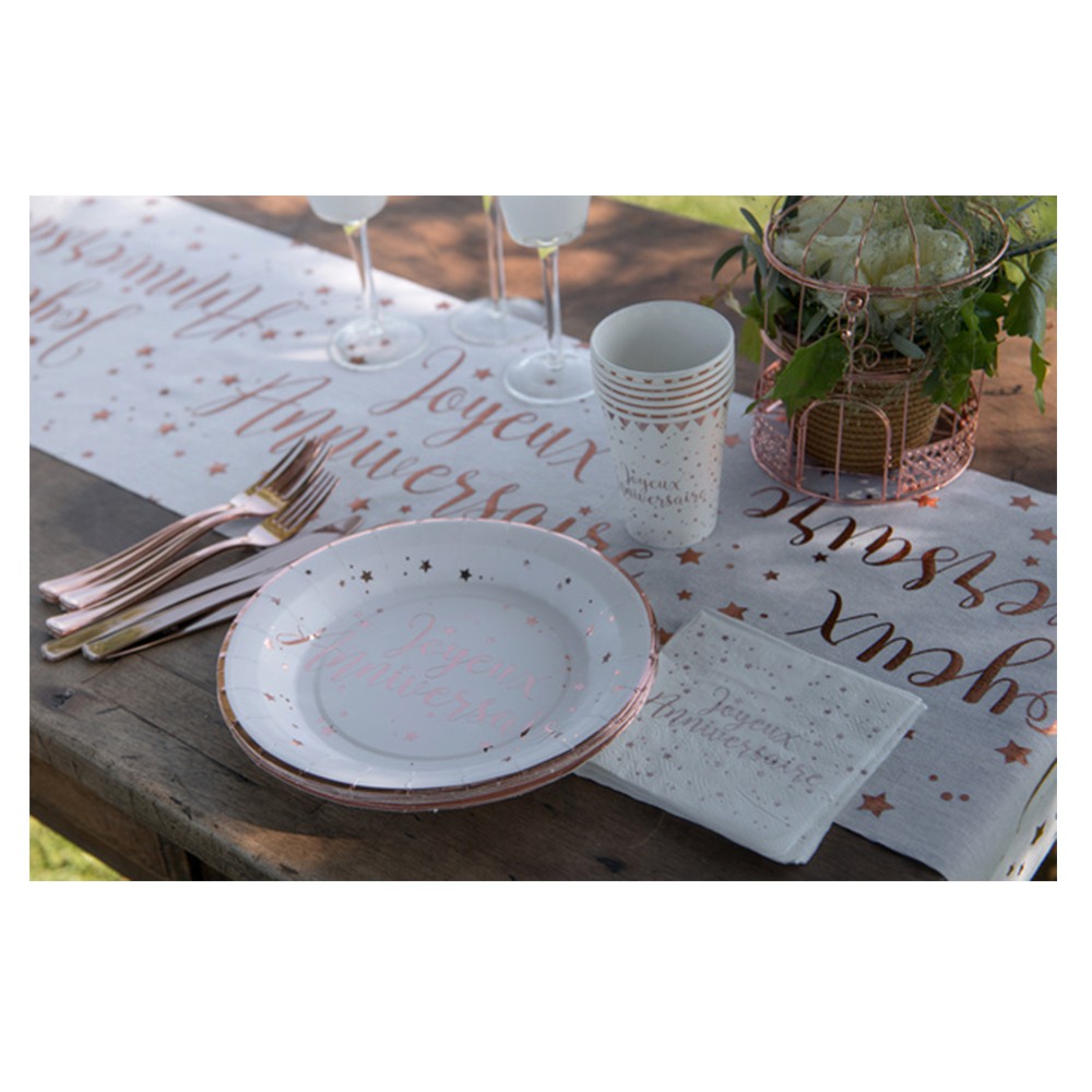 CHEMIN DE TABLE ANNIVERSAIRE 28CMX3M ROSE GOLD