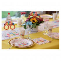 10 ASSIETTES CARTON ANNIVERSAIRE POIS COLORE Ø22.5CM