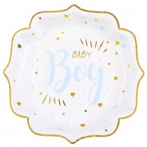 10 ASSIETTES CARTON BABY SHOWER BOY 21CM BLEU