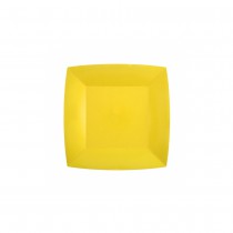 10 ASSIETTES CARTON BIO CARRÉES 18CM JAUNE