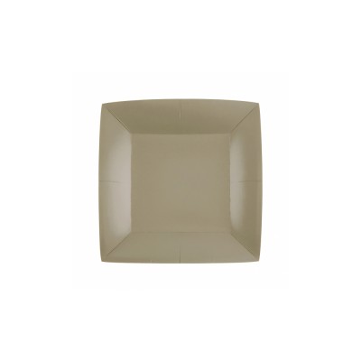 10 ASSIETTES CARTON BIO CARRÉES 18CM TAUPE