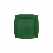 10 ASSIETTES CARTON BIO CARRÉES 18CM VERT FONÇÉ