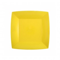 10 ASSIETTES CARTON BIO CARRÉES 23CM JAUNE