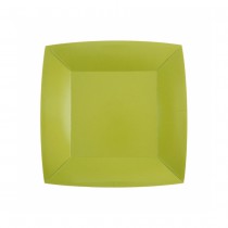 10 ASSIETTES CARTON BIO CARRÉES 23CM VERT KIWI