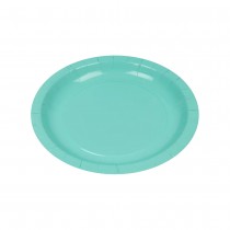10 ASSIETTES CARTON BIO ROND 20CM BLEU VERT