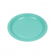 10 ASSIETTES CARTON BIO ROND 20CM BLEU VERT