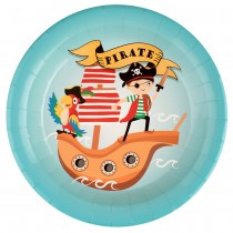 10 ASSIETTES CARTON COCO LE PIRATE 22.5CM BLEU