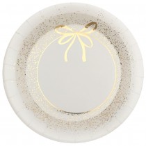 10 ASSIETTES CARTON ÉTINCELLANTES NOËL 23CM BLANC