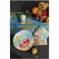 10 ASSIETTES CARTON ROND RETRAITE PLAGE Ø22.5CM