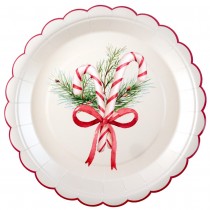 10 ASSIETTES CARTON RONDES NO&Euml;L GOURMAND 22.5CM