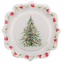 10 ASSIETTES CARTON SAPIN NOËL 21.5CM BLANC