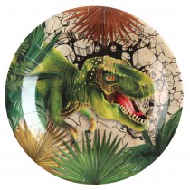 10 ASSIETTES CARTON T-REX JURASSIC Ø22.5CM VERT