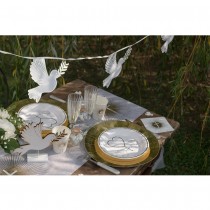 10 ASSIETTES COMMUNION CARTON 22.5CM BLANC OR