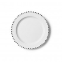 10 ASSIETTES RÉUTILISABLES PERLES ARGENTÉES 19CM