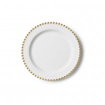 10 ASSIETTES RÉUTILISABLES PERLES DORÉES 19CM