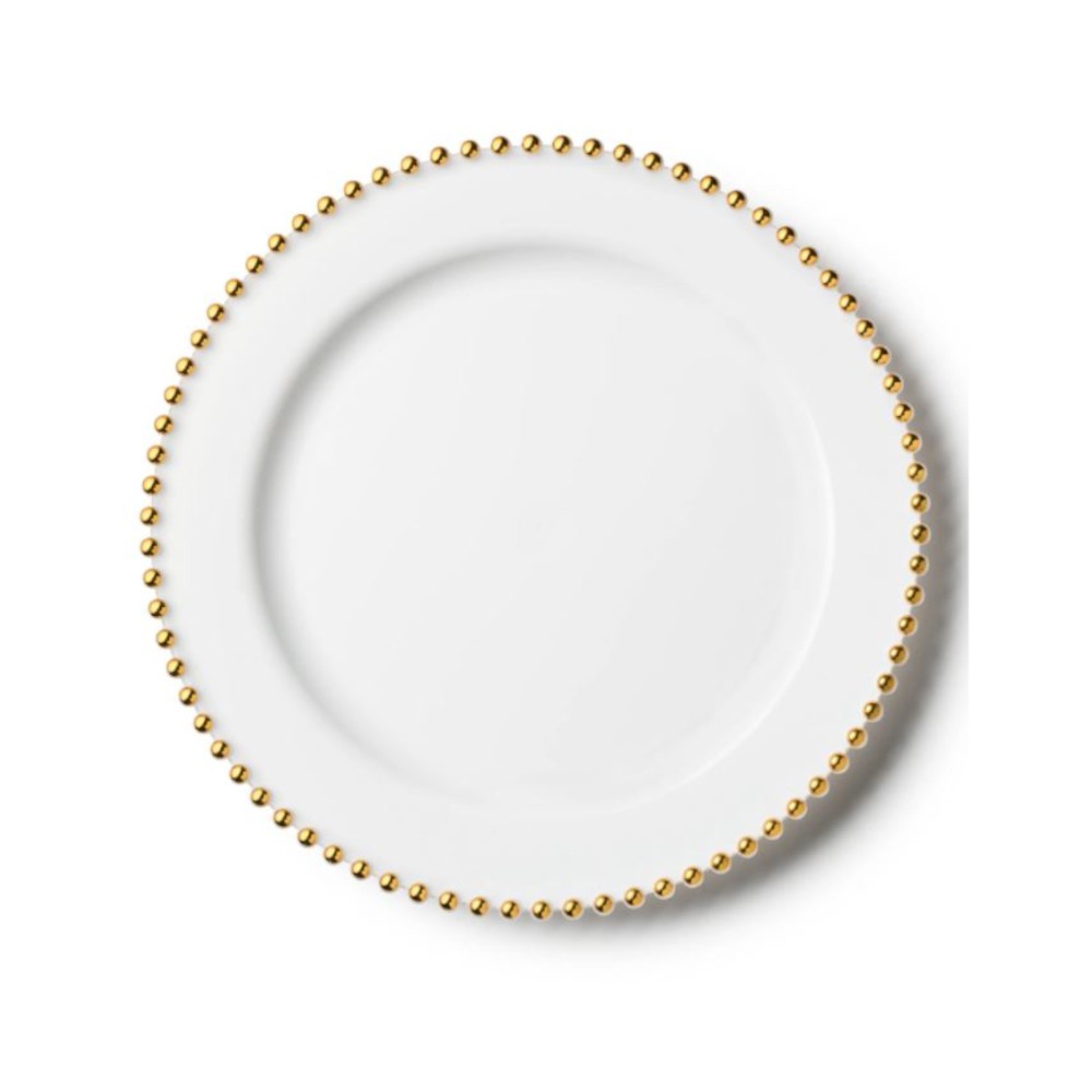 10 ASSIETTES 26CM LUXE PERLES DORÉES