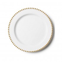 10 ASSIETTES RÉUTILISABLES PERLES DORÉES 26CM