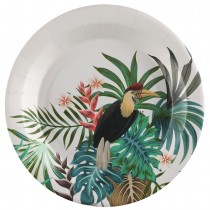 10 ASSIETTES TOUCAN CARTON 22.5CM MULTICOLORE