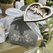 10 BALLOTINS CARTON BOTANIQUE 5X7CM VERT DE GRIS
