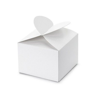 10 BOITES CARTON FERMETURE CŒUR 6X5X6CM BLANC