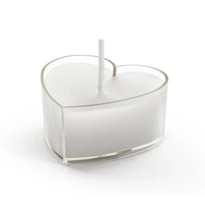 10 BOUGIES CHAUFFE-PLAT CIRE CŒUR 4CM BLANC
