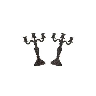 10 CONFETTIS CHANDELIER EN BOIS 3,5X5CM NOIR