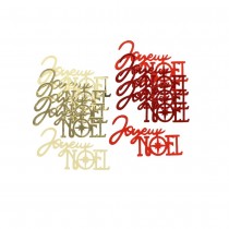 10 CONFETTIS JOYEUX NOËL 6.5X3.5X0.2CM ROUGE OR