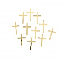 10 CONFETTIS PLEXIGLAS CROIX RELIGION 3X2CM OR