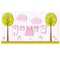 10 ÉTIQUETTES BAPTÊME FILLE TROUSSEAU ROSE 9 X 2,5 CM