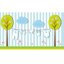 10 ÉTIQUETTES BAPTÊME GARÇON TROUSSEAU BLEU 9 X 2,5 CM