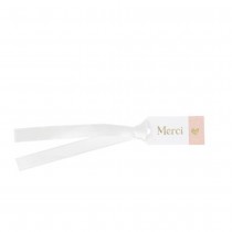 10 ÉTIQUETTES CARTON MERCI PETIT C?\'UR 4.5X2CM ROSE