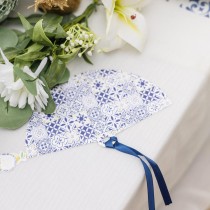10 ÉVENTAILS CARTON DOLCE VITA 20X11.6CM BLEU ROI