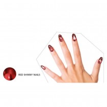 10 FAUX ONGLES ADHÉSIF NOËL ROUGE BRILLANT ADULTE
