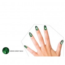 10 FAUX ONGLES ADHÉSIF NOËL VERT BRILLANT ADULTE