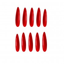 10 FAUX ONGLES LONGS ROUGE VIF ADHÉSIF ADULTE