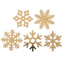 10 FLOCONS À PARSEMER BOIS 4.3X5CM OR