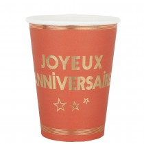 10 GOBELETS ANNIVERSAIRE STAR 27CL TERRACOTTA