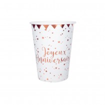 10 GOBELETS CARTON ANNIVERSAIRE 27CL ROSE GOLD