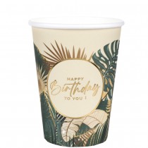 10 GOBELETS CARTON ANNIVERSAIRE JUNGLE 27CL VERT