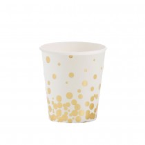 10 GOBELETS CARTON CONFETTIS OR 20CL BLANC