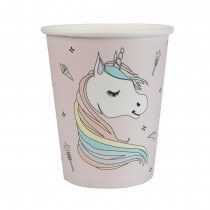 10 GOBELETS CARTON LICORNE ARC-EN-CIEL 27CL