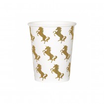 10 GOBELETS CARTON LICORNE PARTY 21CL BLANC OR